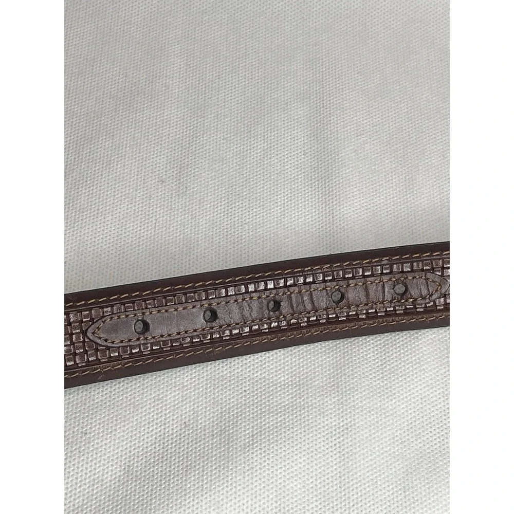 Allen Edmonds Woven Teju Lizard Belt Size 36 Brown Leather Brass Handcrafted USA